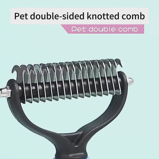 Grooming Brush For Pet Dog Cat Deshedding Tool Rake Comb Fur Remover Reduce 2-Side Dematting Tool For Dogs Cats Pets Grooming Brush Double Sided Shedding And Dematting Undercoat Rake Hair Removal Comb